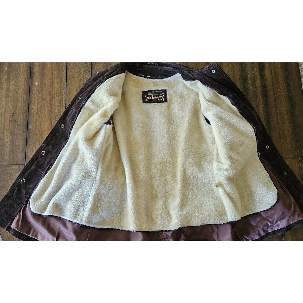 Montgomery Ward suede Heavy leather Sherpa Lined‎ Coat Vintage - Picture 7 of 14